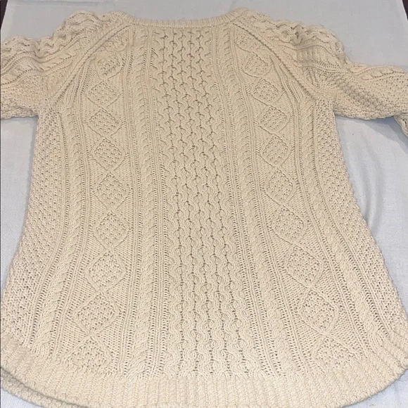 3201103 L.L. Bean Signature Women Cotton Fisherman Cable Tunic Sweater Beige XS - Picture 11 of 13